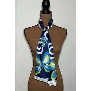 Adrienne Landau Studio Butterfly Scarf 100% Silk Rectangular 53.5 x11" Blue